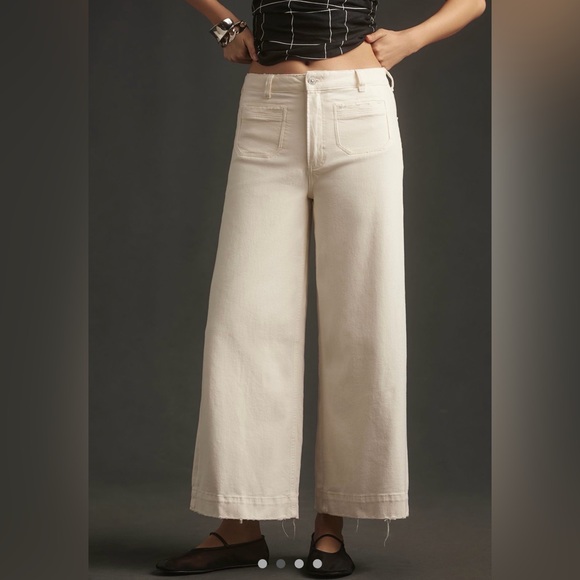 PAIGE Harper Ankle High-Rise Wide Leg Jean in Tonal Ecru - Picture 2 of 10